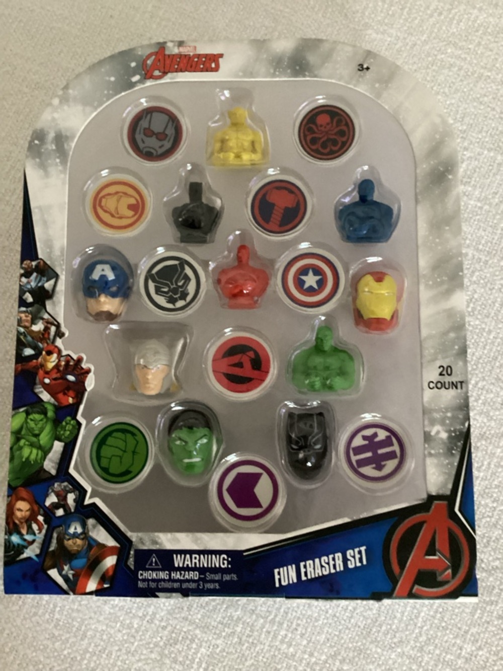 Marvel Avengers Superheroes 20 Pcs. Fun Pencil Eraser Set (3+). Factory Sealed!